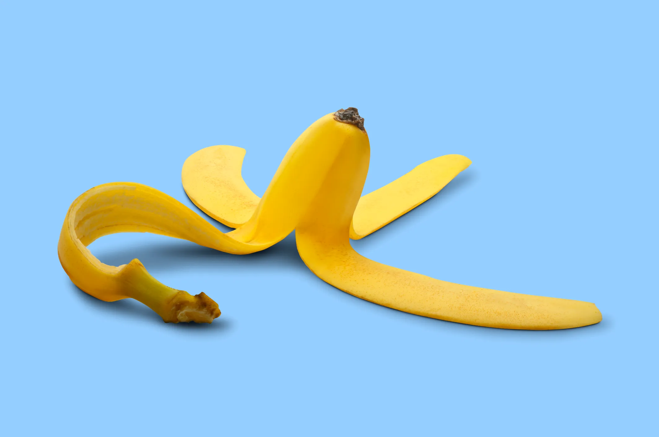 Banana skin with blue background